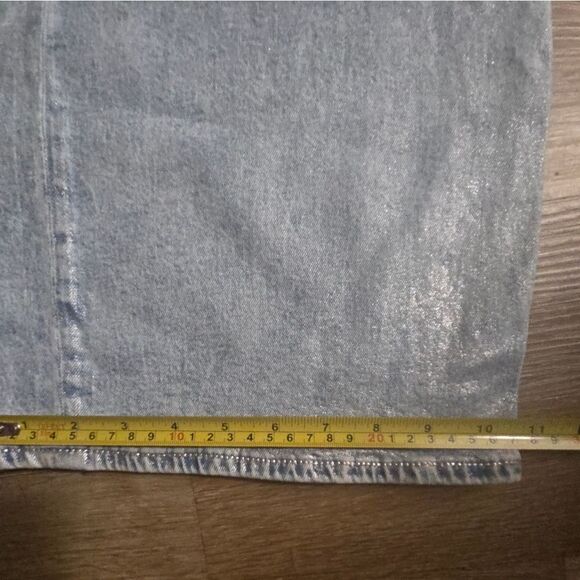 American Eagle Outfitters Shimmering Silver Flare Jeans - Picture 6 of 14